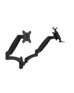 Ollo Wall Bracket - Dual Monitor Gas Spring Arm with Extensions - One with Vesa Mount - One with IPad / Tablet Holder