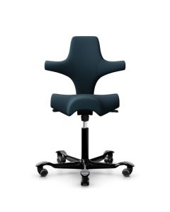 HAG Capisco Ergonomic Office Hybrid Saddle Chair-SC66194 Navy Blue Wool-Standard Strut-Black Frame and Base