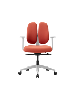 DuoRest New Gold Office Chair - White Frame, Red Back and Seat, 3D Arms