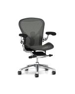 Herman Miller Aeron Remastered Sizes B and C - Arms, Graphite Frame, Polished Aluminium Chassis and Base
