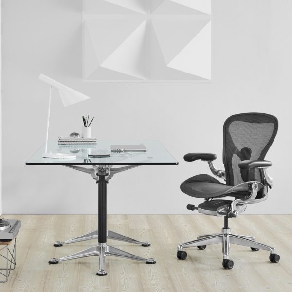 Herman Miller AERON Chair Remastered - Graphite Frame, Polished Aluminium Chassis and Base, Sizes B and C