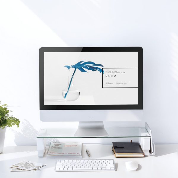 Ergo-V Tempered Glass Monitor Riser - USB Powered
