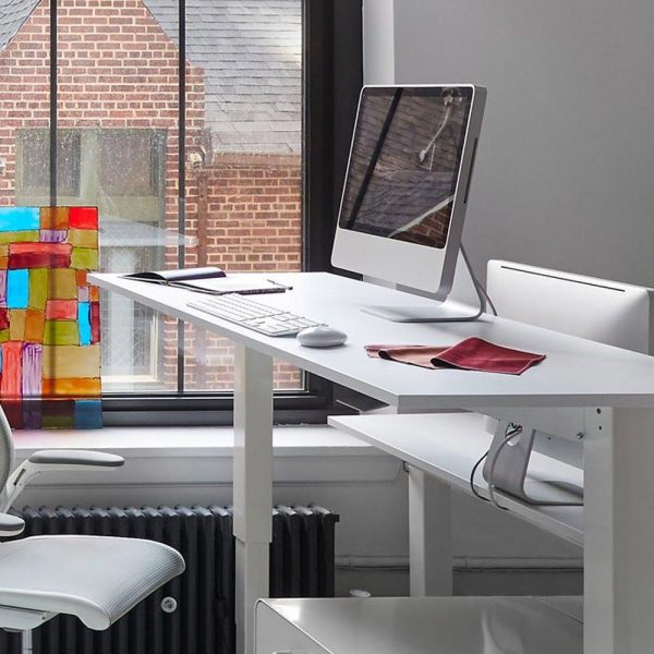 Humanscale Float Sit Stand Adjustable Desk - 1200 x 600 Beech Top - White Frame - Melbourne Display Clearance