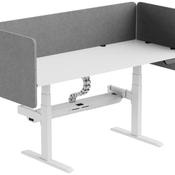 Ergo-V DUAL Electric Desk Dual Motor - 3 Stage, Leg Height 620-1280mm - 125kg Max Weight - With Cable Tray / Full Surround 60cm Partition